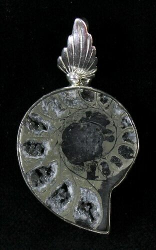 Pyritized Ammonite Fossil Pendant - Sterling Silver #19882